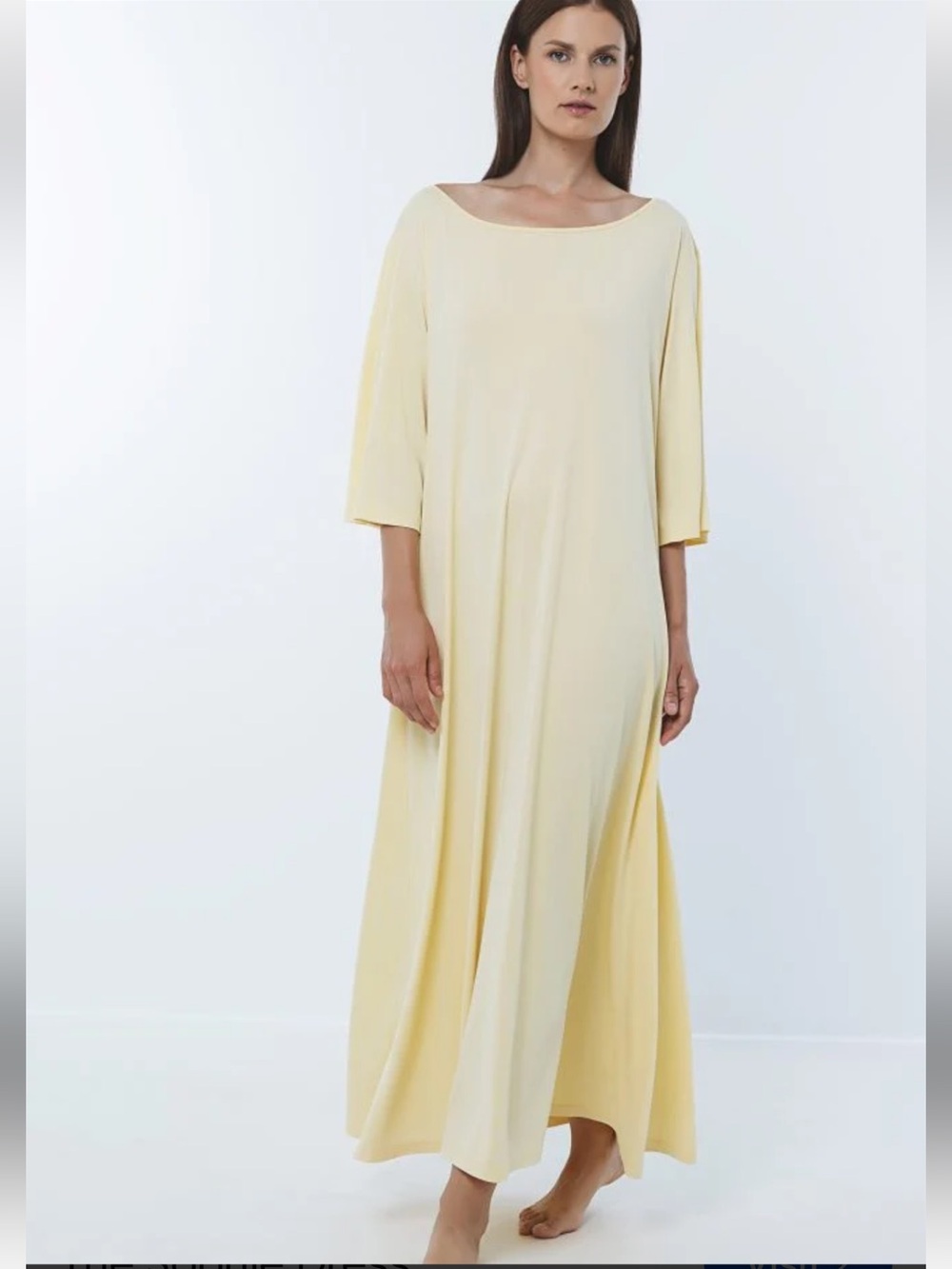 NWT MASAI Relaxed Boatneck Maxi Dress in Pale Yellow GORGEOUS
